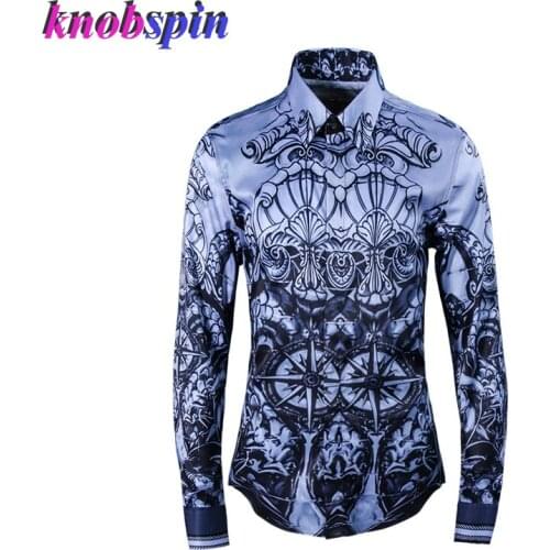 2019 New Ink Printed Shirt men Trend Brand Business male Workwear Clothings Camisas long sleeve Slim Casual men shirts Plus size