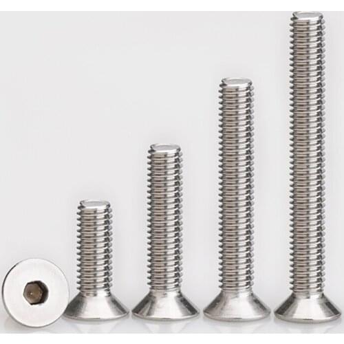 50pcs M2 M2.5 304 Stainless Steel Allen Hex Socket Bolts Countersunk Screws Length 3mm/4mm/5mm/6mm/7mm/8mm/9mm/10mm/11mm/12-40m