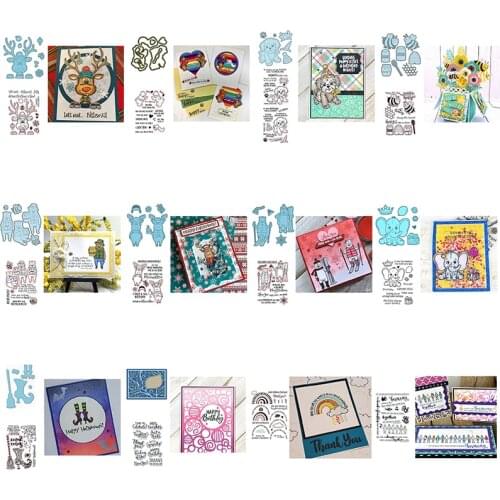 Reindeer Bear Rainbow Human Cluster Clear Stamps and Dies Bees Elephants Dogs Christmas Sled 2020 New DIY Scrapbooking Craft