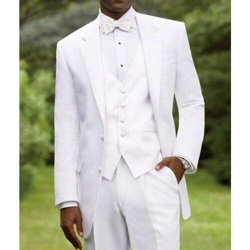 White Groom Tuxedo for Wedding Dinner Party Tailor Made Men Suits 3 Pieces Male Fashion Jacket Vest with Pants 2021