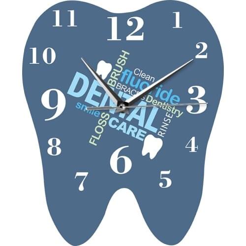 Dental Ornament Printing 3d Acrylic Wall Clock Timelike Creative Tooth-Shaped Modern Watch Dental Words Surgeon Duvar Saati