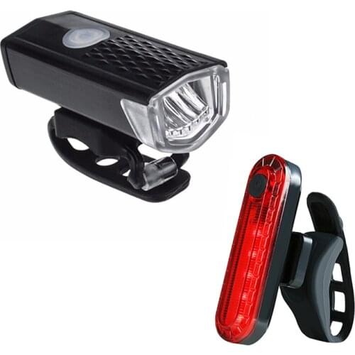 300Lumen Bike Lights USB Rechargeable Front Light Lamp Bike Headlight Rear Taillight 1200mAh Cycling Warning Lights Bike Access