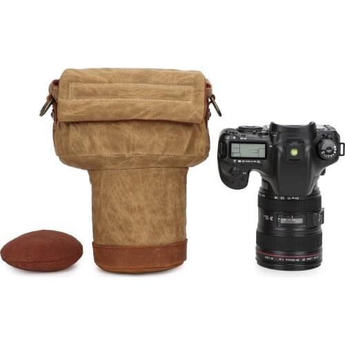 Vintage Camera Case for DSLR SLR Nikon Canon Sony Fuji Waterproof Seismic Waxed Canvas Shoulder Camera Bags Men Crossbody Bag