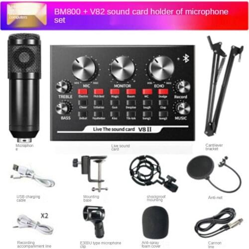V8ⅡBluetooth USB External Sound Card BM800 microphone recording microphone External USB Headset Microphone Live Karaoke Player