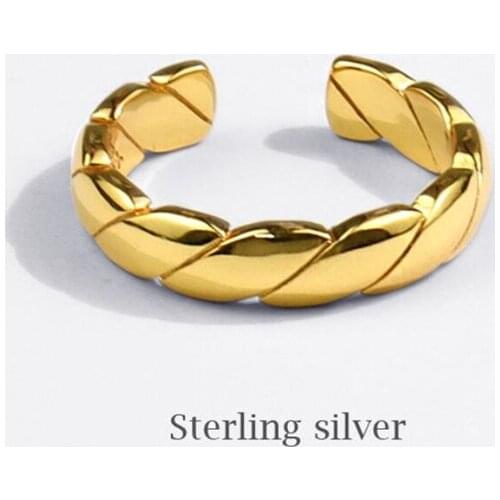 Sole Memory Vintage Twist Weave 925 Sterling Silver Female Resizable Opening Rings SRI760