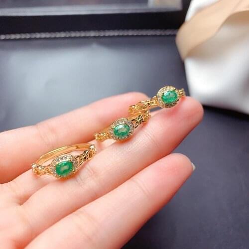 SHILOVEM 925 sterling silver Natural Emerald rings classic fine Jewelry women wedding plant wholesale new 4*5mm mj0405399agml
