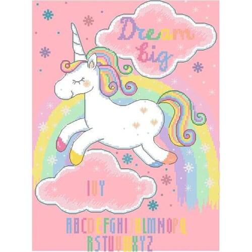Gold Collection Counted Cross Stitch Kit Unicorn Rainbow Dream Big Sky Cloud Horse