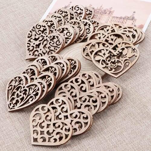 10 Pcs Carving Hollow Heart Pattern Wood DIY Crafts Scrapbooking Painting Collection Craft Handmade DIY Home Decoration
