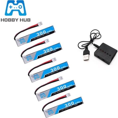 1S HV 3.8V 300mAh 30C 4.35V FPV Lipo Battery and Charger For UK65 US65 Mobula7 Snapper 65S Drone