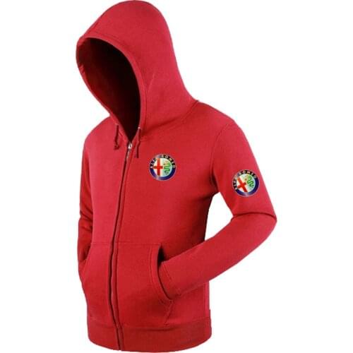 2021Fashion Solid for Alfa Romeo logo Fleece zipper Sweatshirts Autumn Winter Cardigan Jacket Casual Hoodies