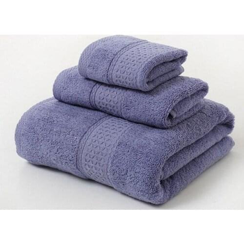 3PCS a set Towel Set Solid Color 100%Cotton Large Bath Towel Bathroom Hand Towels Home For Adults Kids Beach towel Portable