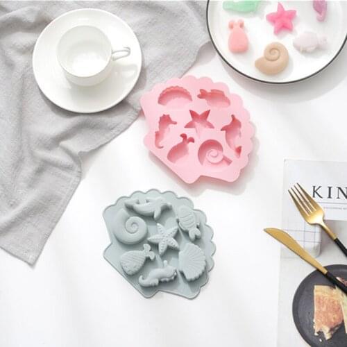 3D Creative Ocean World Fondant Cake Mold Silicone Mold Fish Seahorse Shape Cake Baking Tool DIY Chocolate Ice Cube Y37