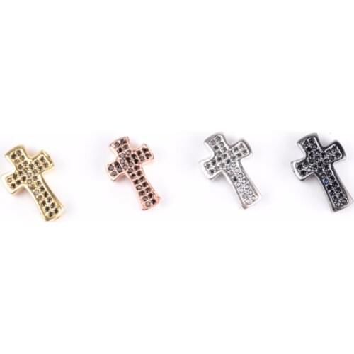 Wholesale 5pcs Micro Pave Cz Cross Spacer Beads For Jewelry Making Findings Copper Charm Beads for Bracelet Diy Accessories