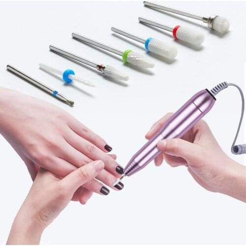 6pc/lot Ceramic Diamond Milling Cutter for Manicure Nail Drill Electric Machine Accessories Bits Set Burr Pedicure Art Tools