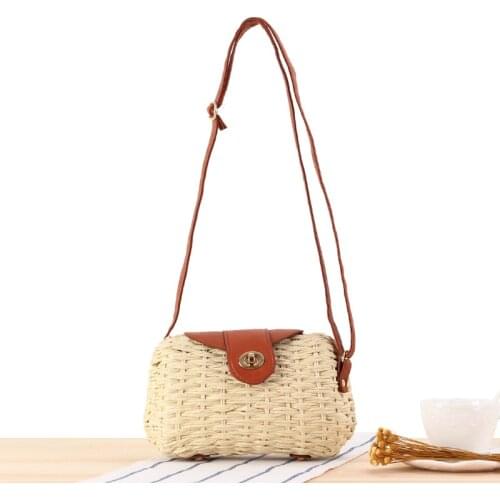 Aaby 2021 Summer Woven Rattan Bag Round Straw Shoulder Bag Small Beach HandBags Women Summer Handmade Messenger Crossbody Bags