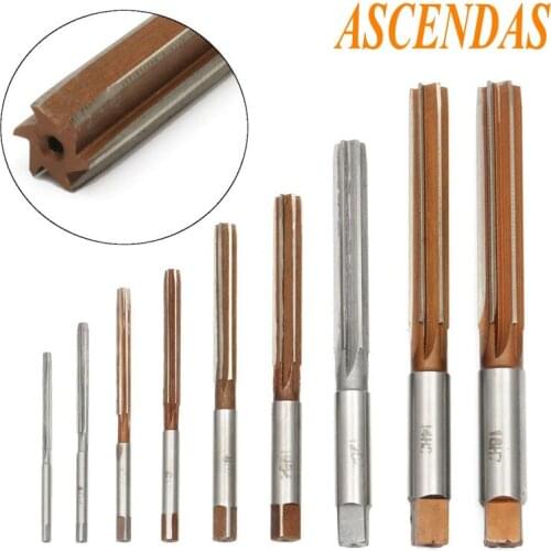 ASCENDAS 9pcs 3mm-16mm HSS Straight Shank D4 HSS Reamer Chucking H7 H8 Straight Shank Milling Chucking Reamer CS-076