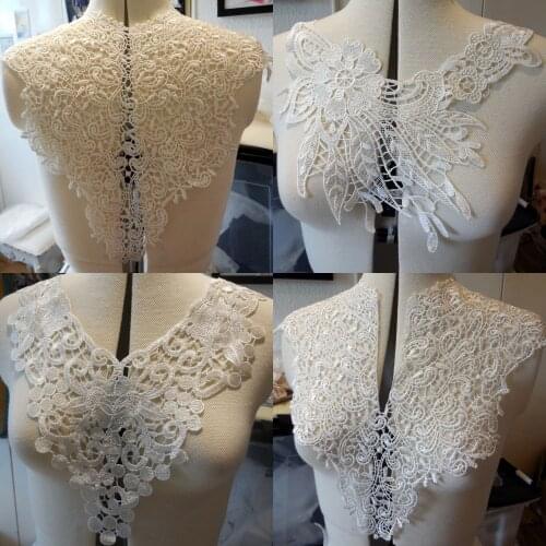 White Lace Fabric Dress Applique Motif Blouse Sewing Trims DIY Neckline Collar Costume Decoration Accessories
