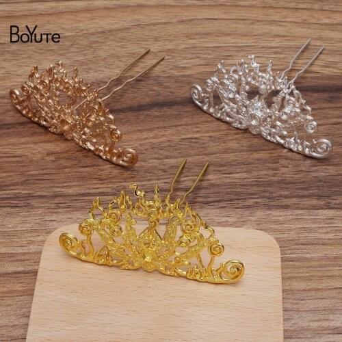 BoYuTe (5 Pieces/Lot) 48*72MM Metal Alloy Flower Hairpin Hair Fork Diy Hand Made Hair Accessories Wholesale