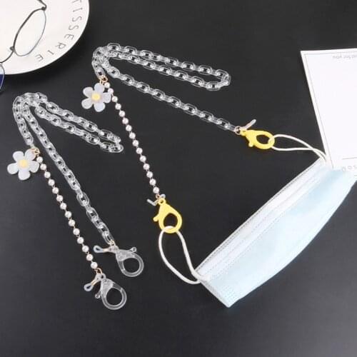 New Fashion Sunglasses Chain Colorful Flower Bead Glasses Chain Transparent Flower Antilost Mask Lanyard Hold Straps Girls Women