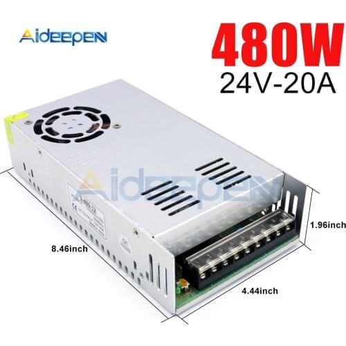 DC 24V 20A 480W Switching Power Adapter 24V 20A 480 Watts Voltage Converter Regulated Switch Power Supply for LED