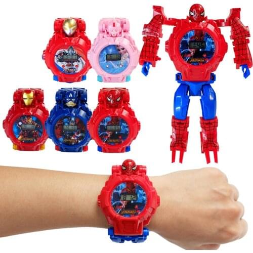 Disney Spiderman Frozen Childrens Watch Action Figures For Kids Marvel Ironman Superhero Watch Anime Figures Boys Girls Gift