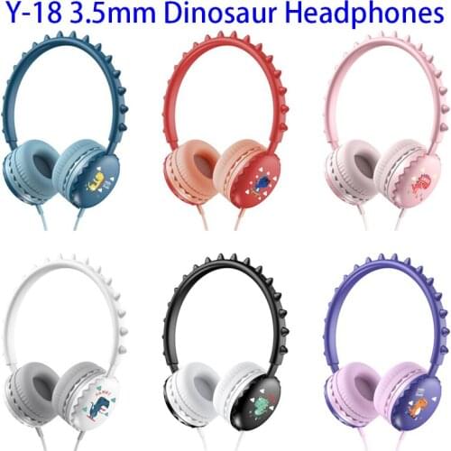 Dinosaur Kids Headphones 3.5mm Jack Wired Headphonesbuilt-in Mic And Mute Button，Adjustable Headband Kid Girl Music Helmet