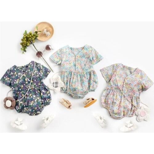 Baby boys girls Romper Crawling Neonatal Triangle shorts Short Sleeve Kids Newborn Full Printed Flower Summer Jumpsuit Clothes