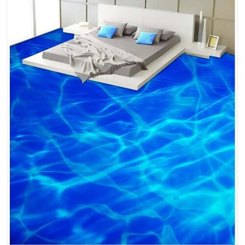 Home Decoration 3D wall murals wallpaper floor Blue waterlines Bathroom Bedroom 3D Floor PVC waterproof floor