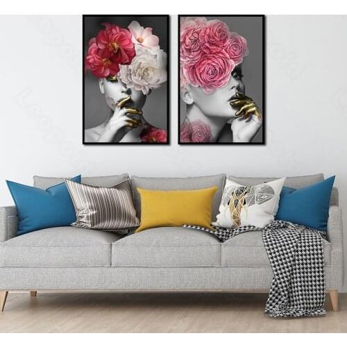 Still Life Painting Red Rose Female Model Poster Decoration Painting Living Room Background Wall Stickers Warm Wall Stickers