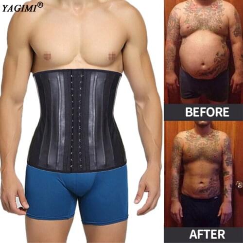 YAGIMI Latex Colombian Girdles Waist Trainer Body Shaper Slimming Corset for Man Workout Belly Belt 25 Steel Bones Shapewear