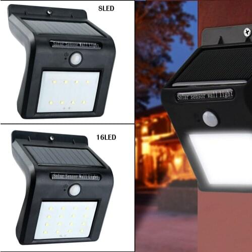 1Pc/2Pcs PIR Motion Sensor Solar Power 8 LED 16 LED Wall Light Outdoor Waterproof Home Garden Yard Path Security Lamp SMD 2835