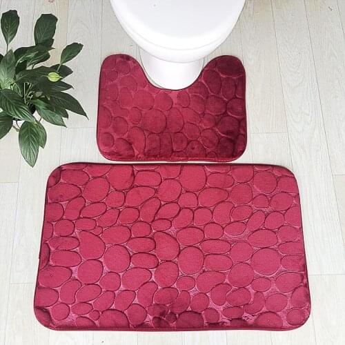 New 3D Cobblestone Bath Anti-Slip Pad U-Shaped Toilet Pads Foot Massage Mat Solid Color Embossing Carpet Non-Slip Floor Rugs