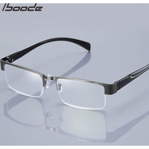 Iboode Alloy Metal Square Reading Glasses Female Male Anti-blue Light Far Eyeglasses Clear Lens Presbyopia Eyewear +1.0 +1.5 2.0