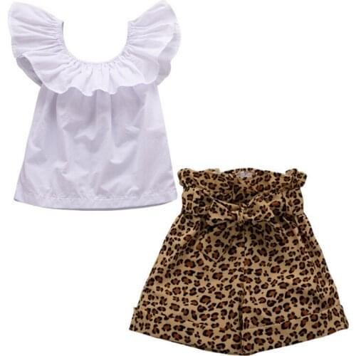Baby Clothes 2pcs Set Toddler Kids Clothing Baby Girl Outfits Fashion Tops Ruffle T-Shirt With Shorts Beach Streetwear 1-5Y