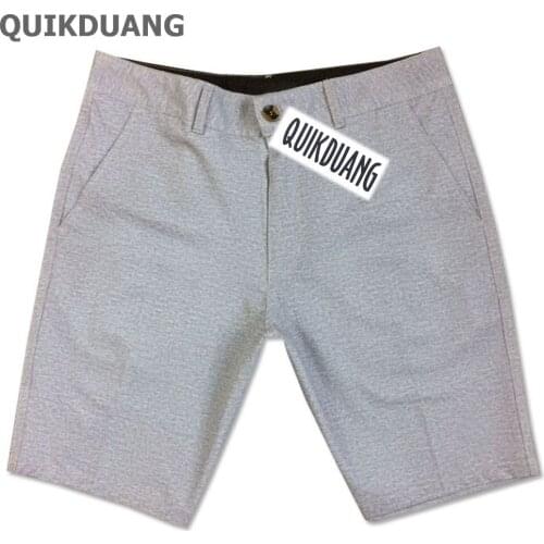 NWT Solid Board Shorts Male Zipper Surf Pants Beach Shorts 4Way Stretch Bermuda Men Gray Leisure Shorts 119G