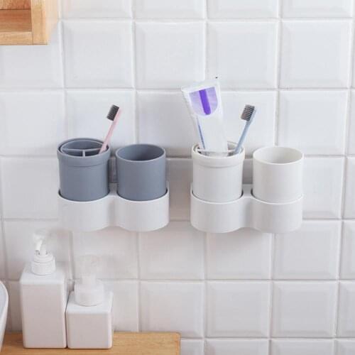 Toothbrush Holder Punch Free Wall Mountable PP Travel Durable Toothpaste Shelf Rack Stand for Home