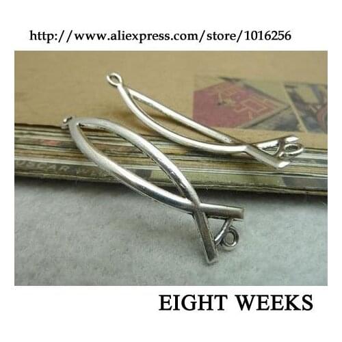 Zinc alloy pendant jewelry accessories diy handmade material charms double fish link 10 x 48 mm hole