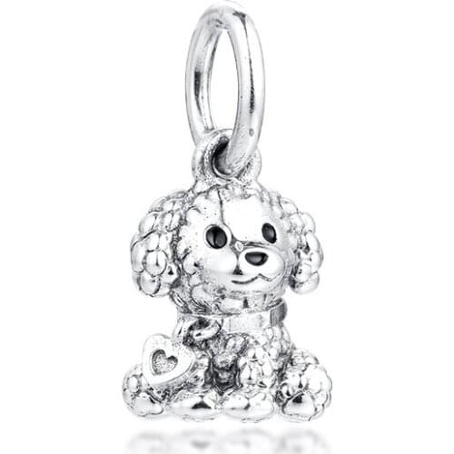 2020 Poodle Puppy Dog Dangle Charms DIY Jewellery Fit Charm Bracelet Femme Beads for Jewelry Making 925 Sterling Silver Pendant