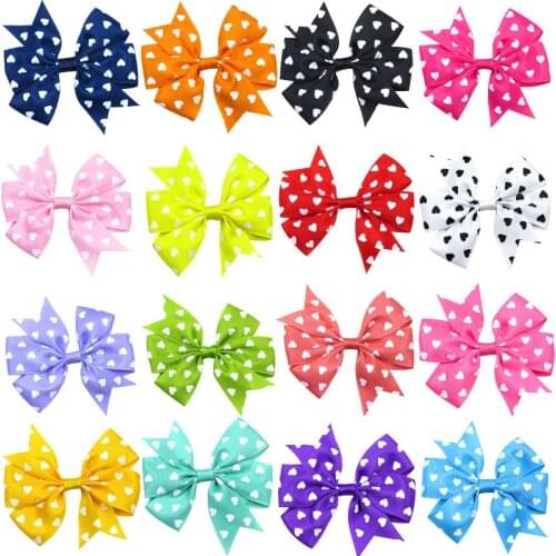 16PCS/LOT Novelty Lovely Dots Elastic Hair Bands Girls Ribbon Clip Bows Girl Hair Tie Hairpin Handmade Fashion Hair Accessories