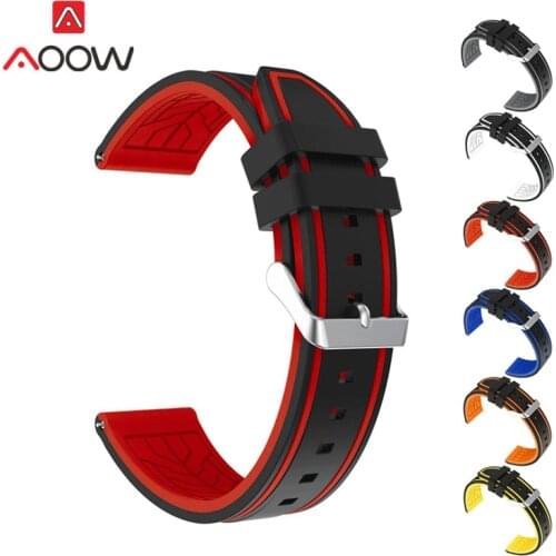 Silicone Sport Strap 20mm 22mm 24mm 26mm Fashion Double Color Waterproof Rubber Men Replacement Bracelet Band Watch Accessories