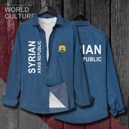 Syrian Arab Republic Syria SYR Arabic Men Long Sleeve Cowboy Coat Turn-down Collar Jeans Shirt Autumn Clothes Cotton Tops New 20