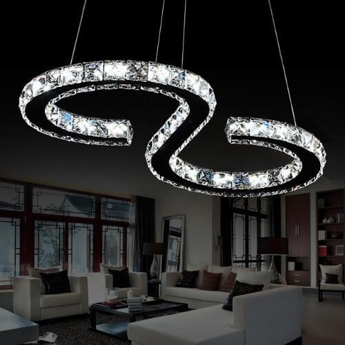 Modern Chrome Chandelier Crystals Diamond Ring 24W LED Lamp Stainless Steel Hanging Light Fixtures Adjustable Cristal