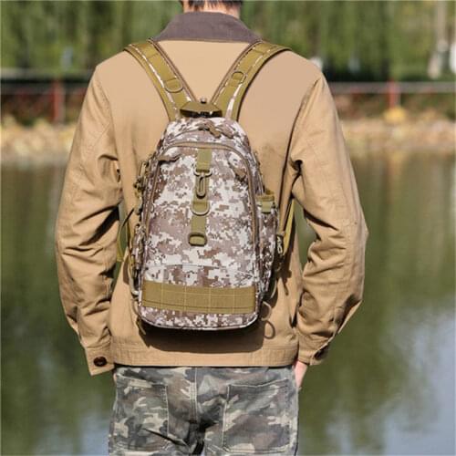 Fishing Lure Bag Multifunction Waterproof Fishing Bag Shoulder Lure Backpack Reel Bag Straps Fish Tackle Bag (No Chest button)