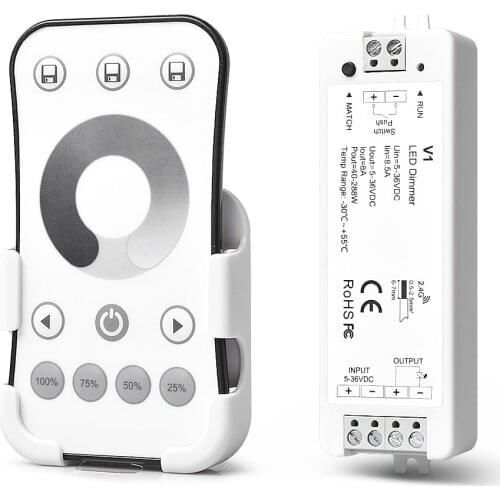 V1+R6-1 Touch LED Dimmer with 2.4G remote for 12V/24V Single color LED Strip