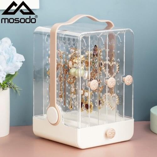 Mosodo Jewelry Hanger Organizer Display Stand Box Earrings Holder Shelf Drawers Rack Lipsticks Rings Necklace Storage Showcase