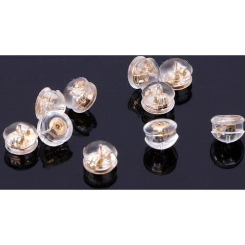 High Quality 10Pcs Silicone 18K Gold S925 Sliver Earring Backs Padded Mushroom Drop Ship