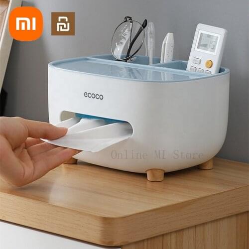 Youpin New Desktop Big Storage Tissue Box Home Creative Plastic Napkin Holder Roll Box Nordic Desktop Bathroom Multifunction Box