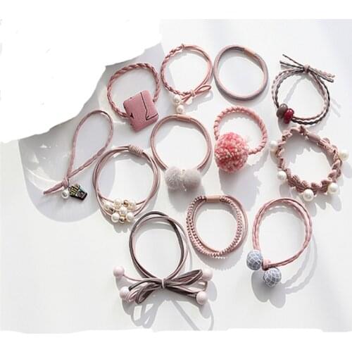 12 Pcs/Set Pearl Hair Rope Set Small Fresh Forest Female Rubber Band For Women New