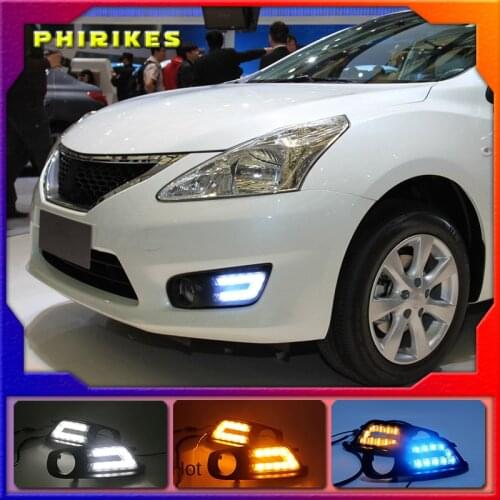1Pair For Nissan Tiida 2011-2015 Front LED Daytime Light Running Light DRL Flashing Day light Fog Lamp cover Frame