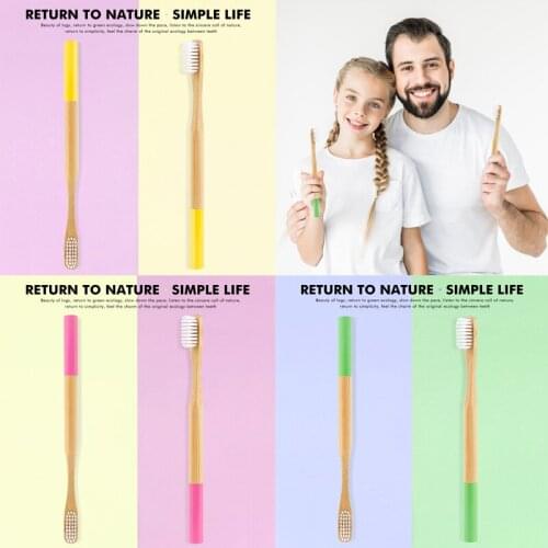 1Pc Adults Natural Bamboo Handle Wooden Oral care Teeth Cleaning Toothbrush Soft Bristle Portable Travel Tooth Brush Tool